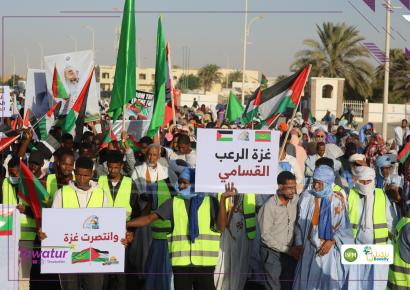 جوانب من مسيرة منظمة من طرف الأحزاب السياسية الموريتانية، احتفالا بوقف إطلاق النار في فلسطين.   #تواتر  #تابعونا